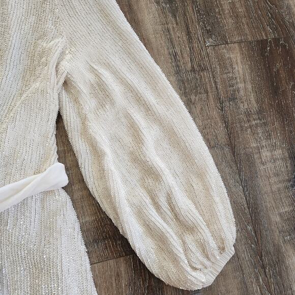 Retrofete Gabrielle Robe Dress in White Sequins Size XS Long Sleeve Blet - Picture 7 of 15